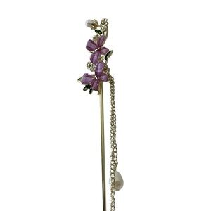 PURPLE FLOWERS ANS  PEARL GLASS ART HAIR PIN CHOPSTICK HAIR ACCESSORY